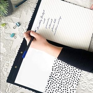 Stylish Black & White Clipboard Folio w/ Notepad